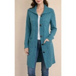 Olsen‎ Women's Mohair Blend Teal Cardigan US XS European